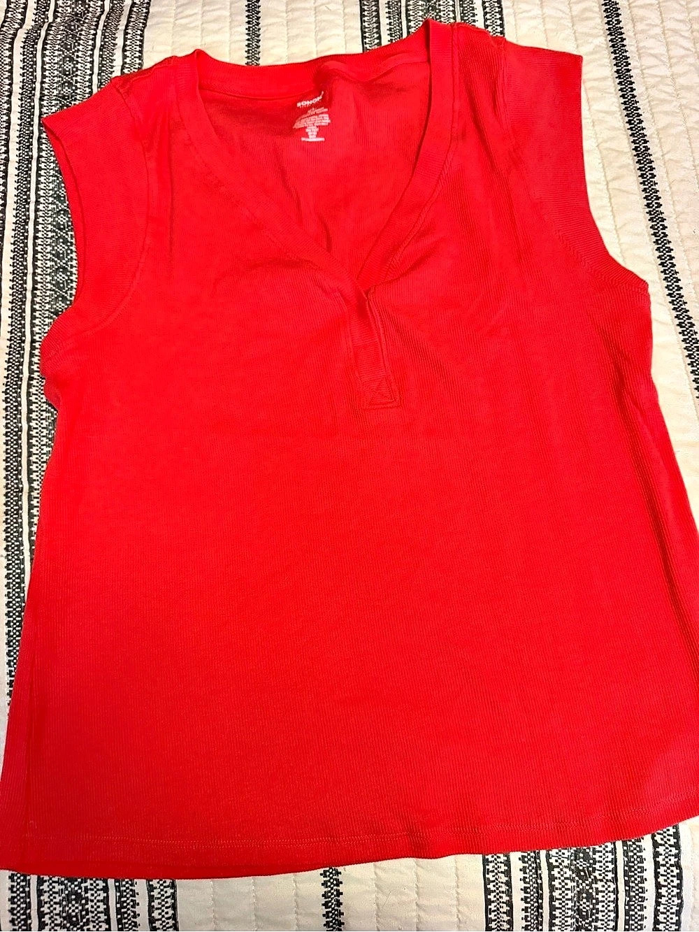 Sonoma Ribbed Sleeveless Top in Red XL Like New